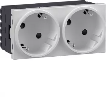 HAGER GS20229016 SCHUKO stopcontact, 2-voudig, 33°, verkeerswit