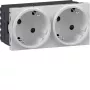 HAGER GS20229016 SCHUKO stopcontact, 2-voudig, 33°, verkeerswit
