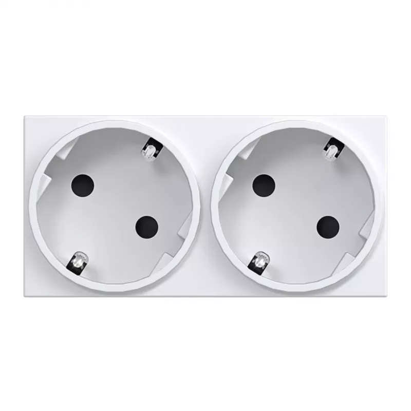 HAGER GS20229016 SCHUKO stopcontact, 2-voudig, 33°, verkeerswit