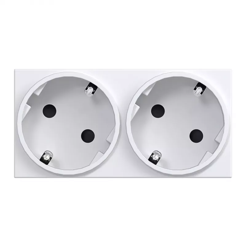 HAGER GS20229016 SCHUKO stopcontact, 2-voudig, 33°, verkeerswit