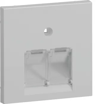 Hager GZUAE2A7035 centrale afdekking voor 2 UAE/RJ45-aansluitdozen, lichtgrijs RAL 7035