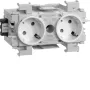 HAGER GS20119016 2-voudig stopcontact 45° omgekeerd met frontvergrendeling, grijs