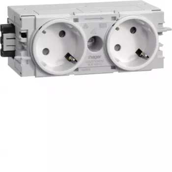 HAGER GS20109016 2-voudig 45° C-profiel stopcontact verkeerswit