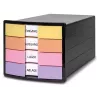 HAN IMPULS ladebox, 4 laden, zwart/pastel, polystyreen, voor DIN C4 1012-139