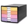 HAN IMPULS ladebox, 4 laden, zwart/pastel, polystyreen, voor DIN C4 1012-139