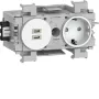 Hager Winsta Schuko stopcontact met dual USB-C PD 20W oplader, polarwit GS17019016