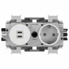 Hager Winsta Schuko stopcontact met dual USB-C PD 20W oplader, polarwit GS17019016
