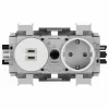 Hager Winsta Schuko stopcontact met dual USB-C PD 20W oplader, polarwit GS17019016