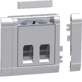 Hager GSETDM032LAN data-aansluitinstallatieset, 2x RJ45, Cat.6A, afgeschermd, aluminium frontplaat, type 03