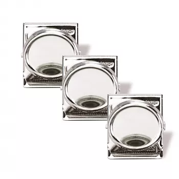 Magnetoplan magneetclip 35 mm zilver 3-pack houdt tot 26 A4-bladen (16670)