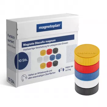 Magnetoplan Discofix Magnum gemengde whiteboard-magneten, 34 mm, 10 stuks 1660010