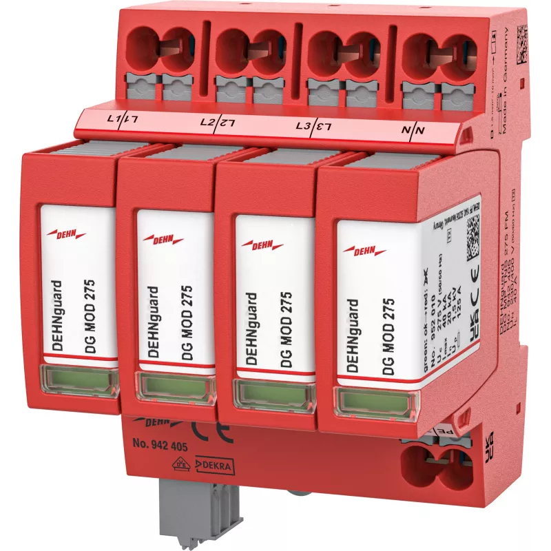 DEHN DEHNguard MP TNS 275 FM Type 2 overspanningsafleider, 4-polig, 275V, 40kA, DIN-rail 942405