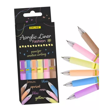 ONLINE Fashion acrylmarker diverse kleuren 1,0 mm, 6 stuks (18632/6)