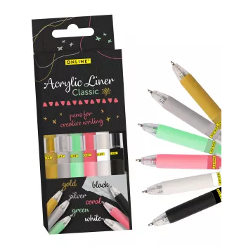 ONLINE® Classic acrylmarker-set 1,0 mm, 6 verschillende kleuren (18631/6)