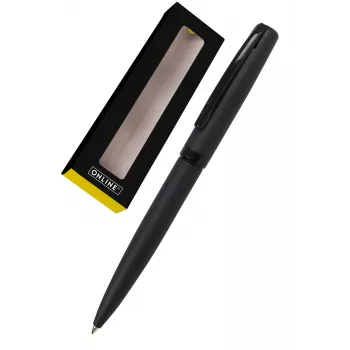 ONLINE SCHRIJFGEREEDSCHAP Eleganza balpen, zwarte behuizing, blauwe inkt, draaimechanisme, metaal, hoogglans 34752