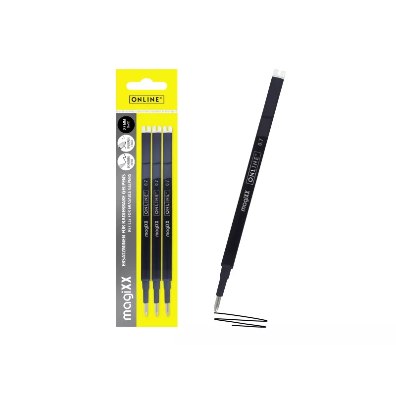 ONLINE magiXX gelpenvulling zwart 0,7 mm, 3-pack 40161/3