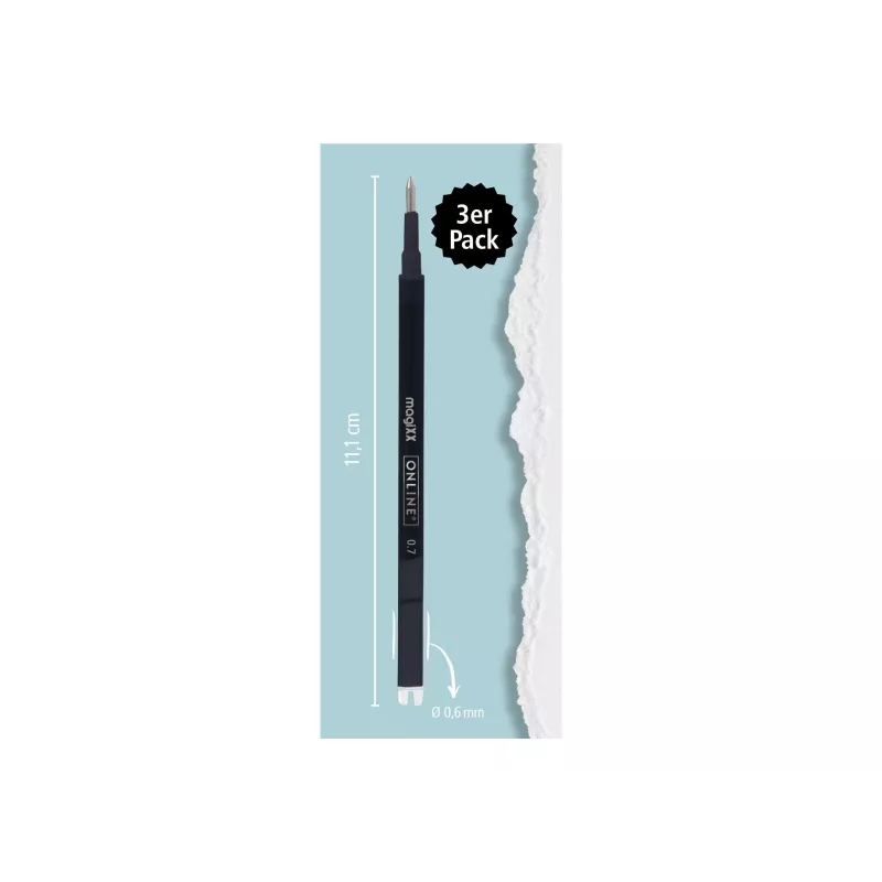 ONLINE magiXX gelpenvulling zwart 0,7 mm, 3-pack 40161/3