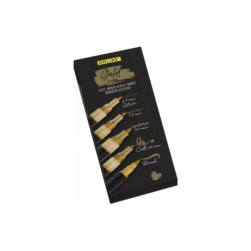 ONLINE SCHREIBGERÄTE Gold Lettering acrylmarker-set goud 5 stuks (18517)