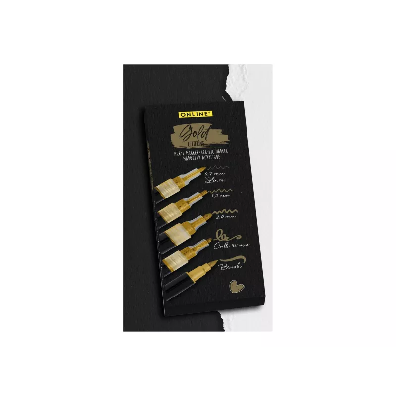 ONLINE SCHREIBGERÄTE Gold Lettering acrylmarker-set goud 5 stuks (18517)