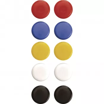 Magnetoplan signaalmagneten 20 mm, 10 stuks, diverse kleuren (rood, blauw, geel, groen, wit) 16662