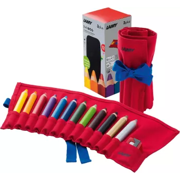 LAMY 3plus kleurpotlood-set met slijper (12 stiften, diverse kleuren) 1226066