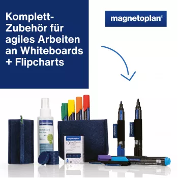 MAGNETOPLAN HOLTZ Whiteboard Essentials Kit blauw - wisser & magnetische houder (1230914)