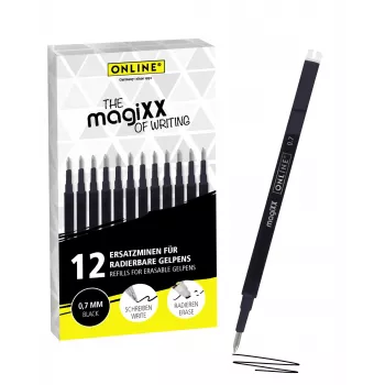 ONLINE magiXX gelpennavulling zwart 0,7 mm 12 stuks (40168)
