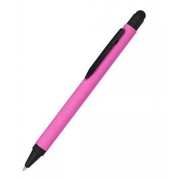 ONLINE SCHREIBGERÄTE ALU stylus balpen roze met blauwe inkt, aluminium behuizing, capacitieve stylus, klikmechanisme, navulbaar, 1 stuk (32117/3D)