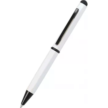 ONLINE SCHREIBGERÄTE Hexagon stylus balpen, witte behuizing, blauwe inkt, capacitieve stylus, draaimechanisme, aluminium, 1 stuk (21031/3D)