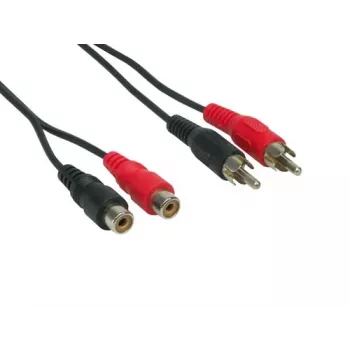Good Connections 2x RCA stekker naar 2x RCA bus stereo-audio-verlengkabel, 1,5 m, zwart AS-2CV2