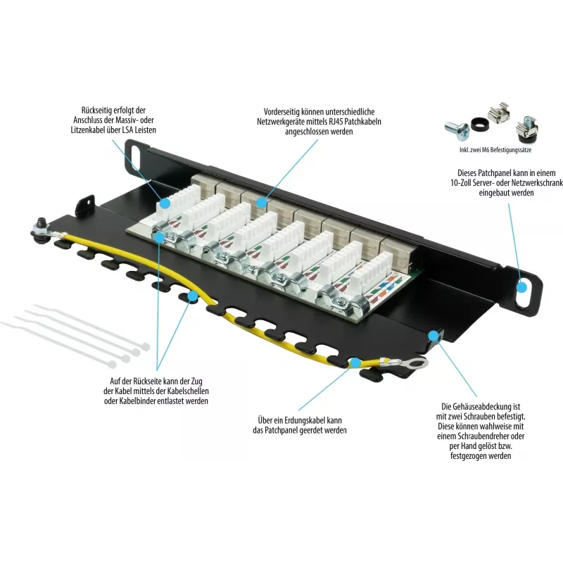 GoodConnections Alcasa GC-N0130 Cat6a afgeschermde RJ45 Keystone-module - 10GbE, 22-26 AWG, zwart