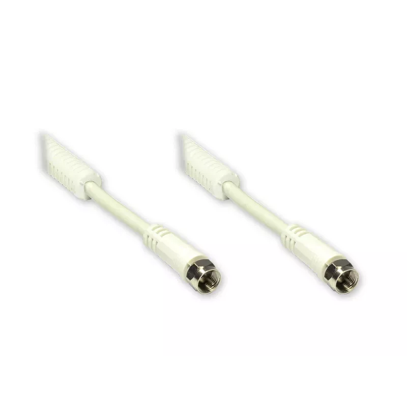 GoodConnections F-Type naar F-Type coaxkabel met ferrietkern, 100% afgeschermd, 2,5 m, wit (S-FP25W)
