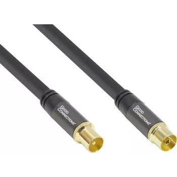 GoodConnections SmartFLEX antennekabel, IEC coaxiale stekker naar bus, verguld, viervoudig afgeschermd, 120dB, zwart, 10m (GC-M2057)