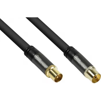 GoodConnections SmartFLEX antennekabel, IEC coaxiale stekker naar bus, verguld, viervoudig afgeschermd, 120dB, zwart, 10m (GC-M2057)