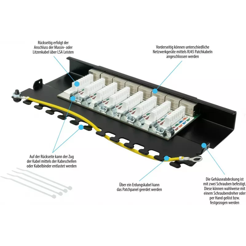 GoodConnections Alcasa GC-N0118 Cat.6a afgeschermde Keystone-module, gereedschapsloos, RJ45, 10G, zwart