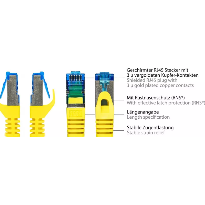 Good Connections RNS® Cat. 6A S/FTP patchkabel met snagless boot, halogeenvrij, geel, 20 m 8060-H200Y