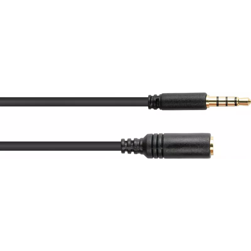 GoodConnections 3,5mm TRRS audio-verlengkabel, stekker naar bus, 5m, zwart AS-35V4B5