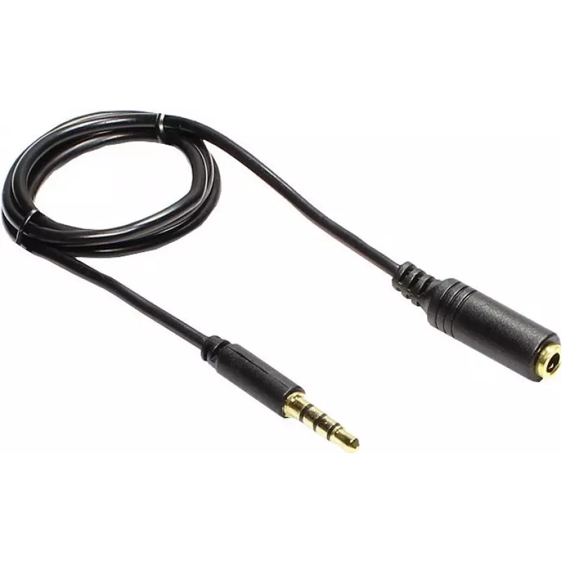 GoodConnections 3,5mm TRRS audio-verlengkabel, stekker naar bus, 5m, zwart AS-35V4B5