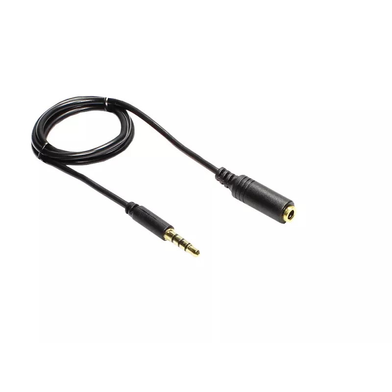 GoodConnections 3,5mm TRRS audio-verlengkabel, stekker naar bus, 5m, zwart AS-35V4B5