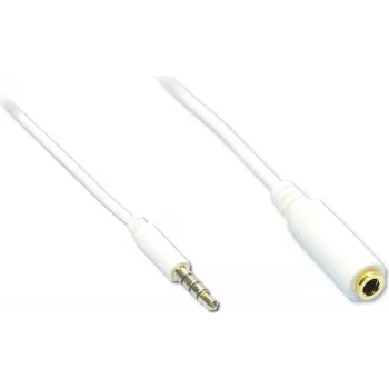 GoodConnections 3,5mm 4-polige TRRS audio-verlengkabel, stekker naar bus, wit, 5m AS-35V4W5