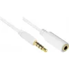 GoodConnections 3,5mm 4-polige TRRS audio-verlengkabel, stekker naar bus, wit, 5m AS-35V4W5