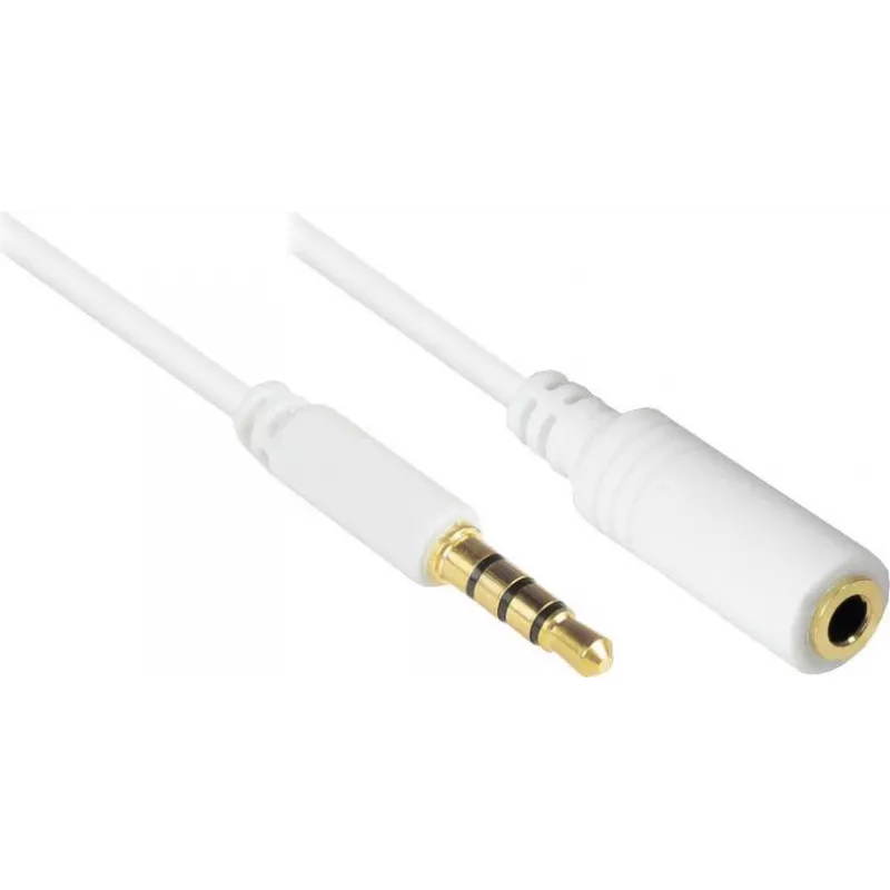 GoodConnections 3,5mm 4-polige TRRS audio-verlengkabel, stekker naar bus, wit, 5m AS-35V4W5