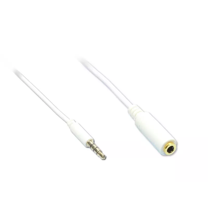 GoodConnections 3,5mm 4-polige TRRS audio-verlengkabel, stekker naar bus, wit, 5m AS-35V4W5