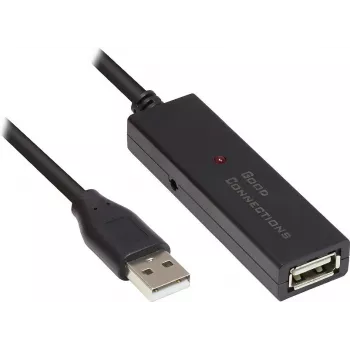 Good Connections actieve USB 2.0 verlengkabel, Type-A stekker naar Type-A bus, koper, zwart, 15m (GC-M0133)