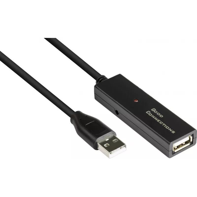 Good Connections actieve USB 2.0 verlengkabel, Type-A stekker naar Type-A bus, koper, zwart, 15m (GC-M0133)