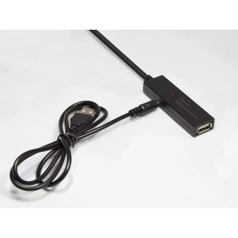 Good Connections actieve USB 2.0 verlengkabel, Type-A stekker naar Type-A bus, koper, zwart, 15m (GC-M0133)