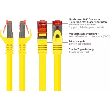 GoodConnections RNS® Cat. 6 S/FTP patchkabel met snagless boot, PiMF, PVC, 250 MHz, geel, 25 m 8060-250Y