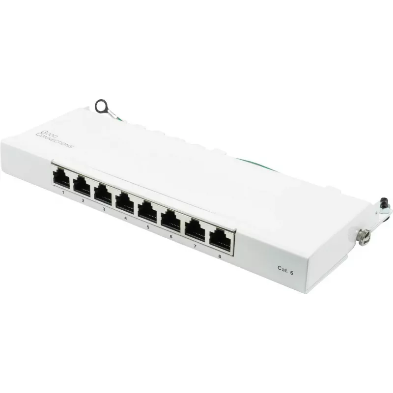 GoodConnections GC-N0113 desktop Cat.6 8-poorts STP patchpanel, 0,5U, gereedschapsloos, zuiverwit RAL9010