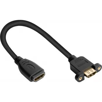 Good Connections HDMI-installatiekabel, HDMI type A bus naar panel-mount bus, 0,3 m, zwart HDMI-AD23