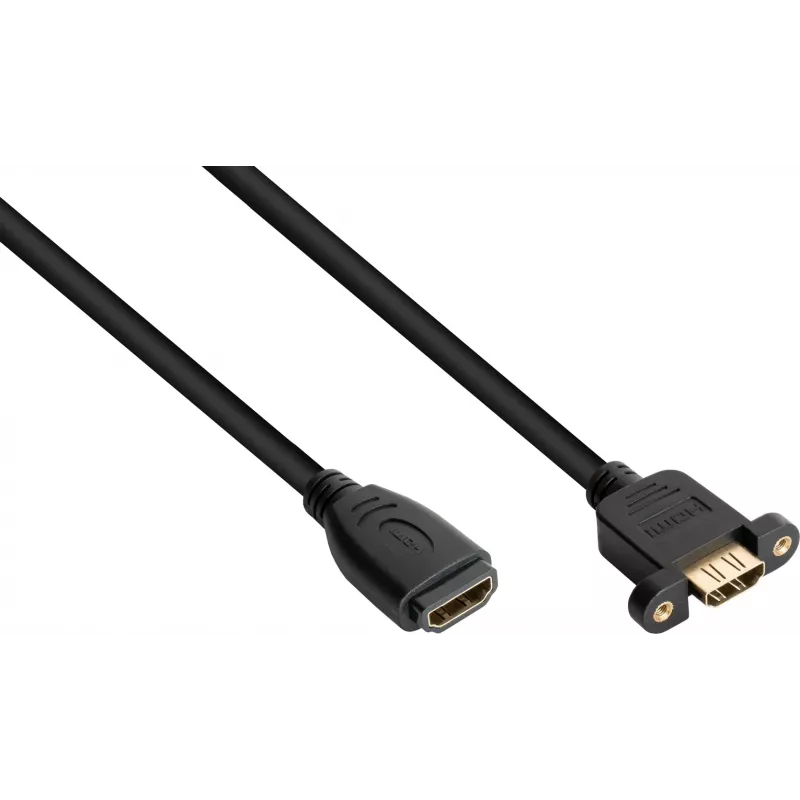 Good Connections HDMI-installatiekabel, HDMI type A bus naar panel-mount bus, 0,3 m, zwart HDMI-AD23
